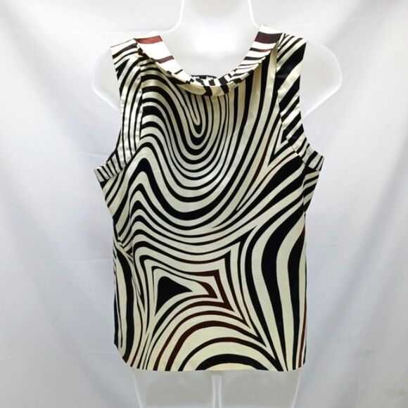 The Limited Shirkey Parwey Zebra Print Sleeveless Top Blouse Womans M Drape Neck - Picture 3 of 9